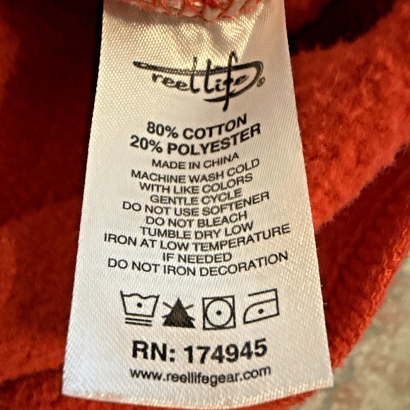 Reel Life Men's Red Hoodie Sweatshirt Size M Fisherman Outdoors Rugged Weather - Picture 6 of 13